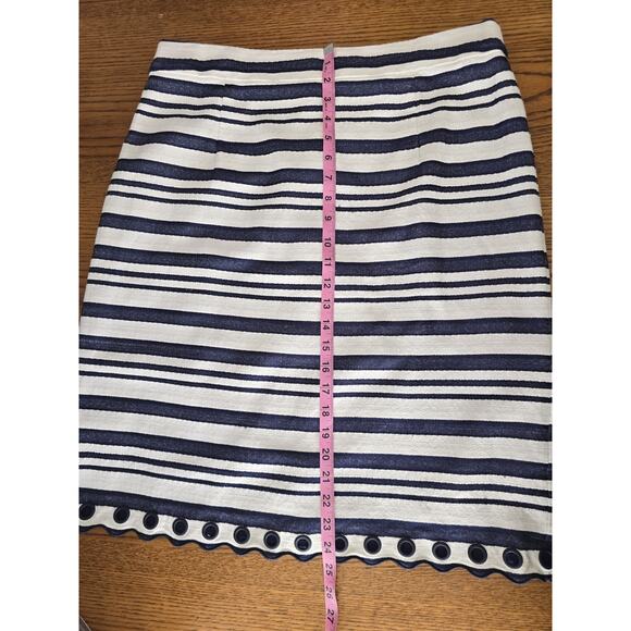 De Collection Blue & White Strip Pencil Skirt W/Grommets - Picture 3 of 8
